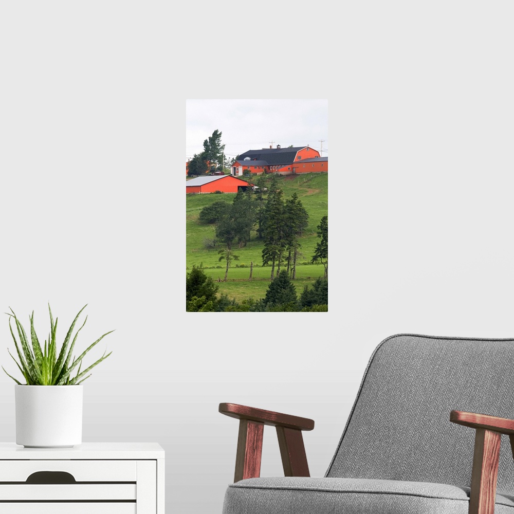 A modern room featuring Farm and red barn on a hill at New Glasgow, Prince Edward Island, Canada...canada, canadian, prin...