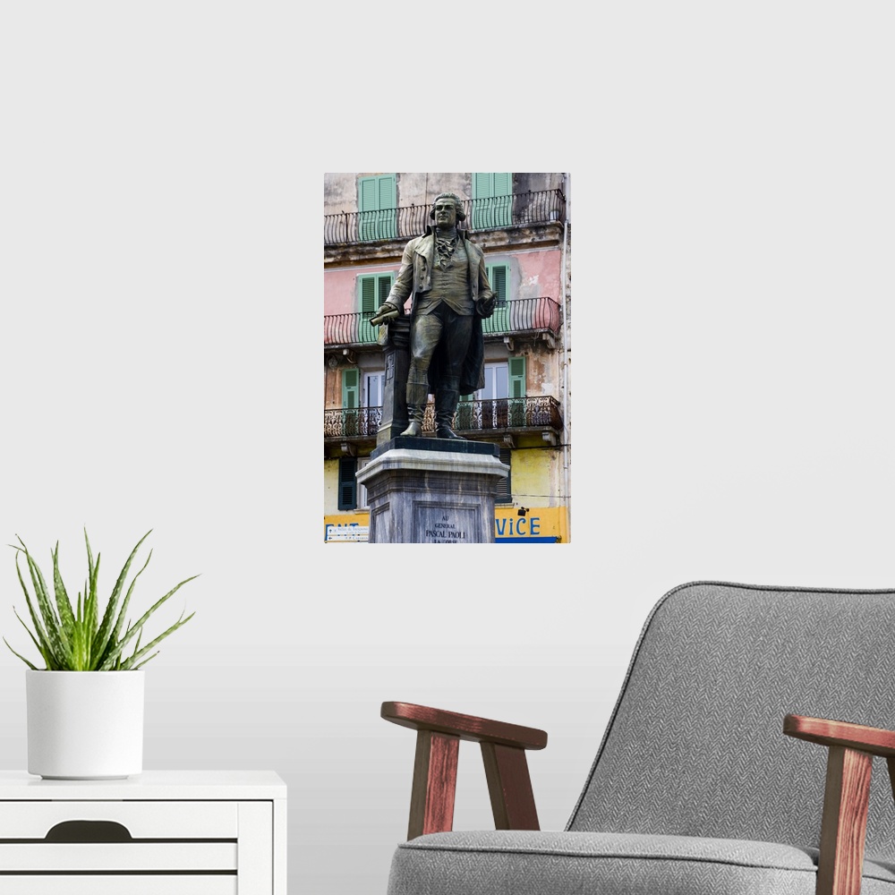 A modern room featuring France, Corsica, Statue Of Corsican Leader Pascal Paoli In Corte