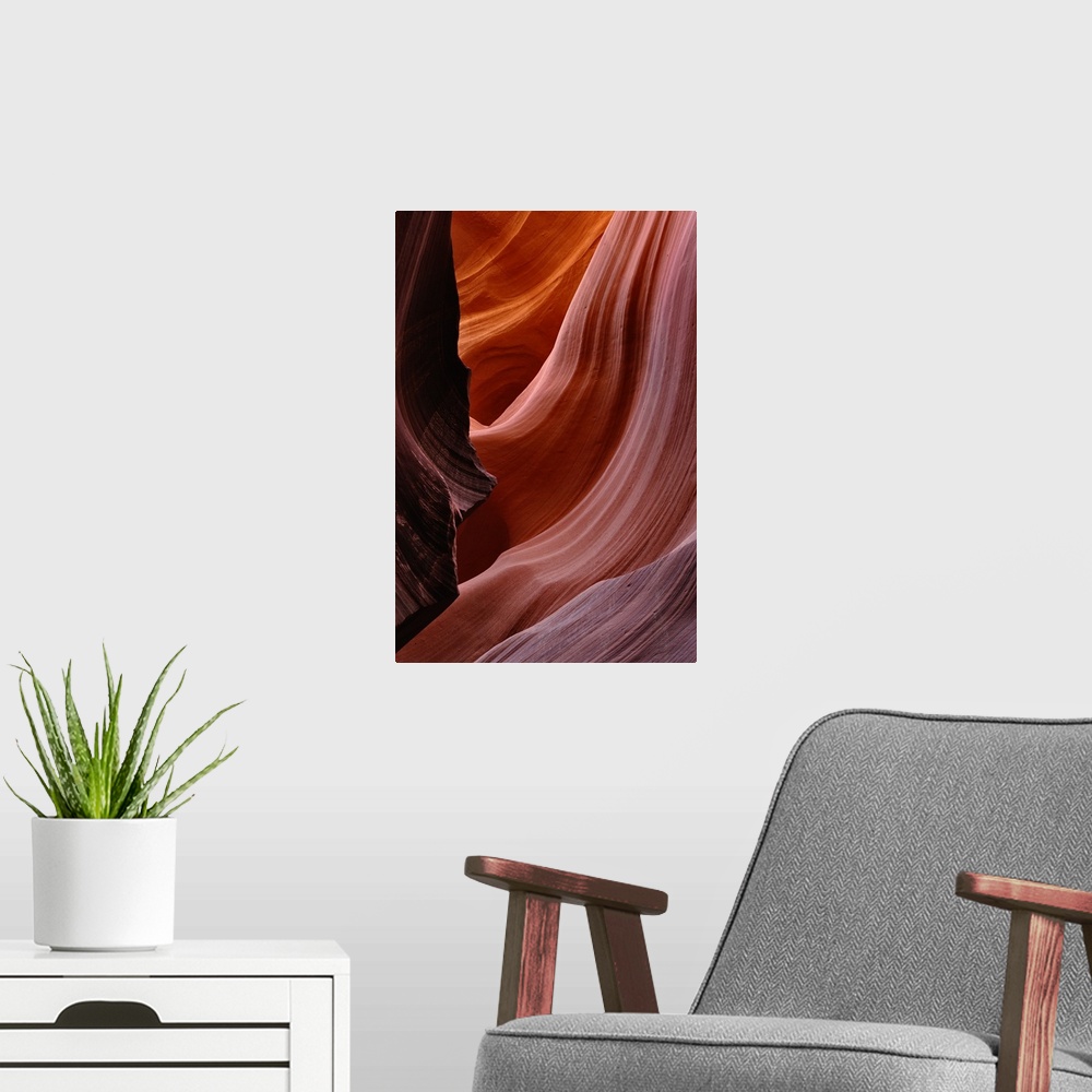 A modern room featuring Lower Antelope Canyon, Page, Arizona.