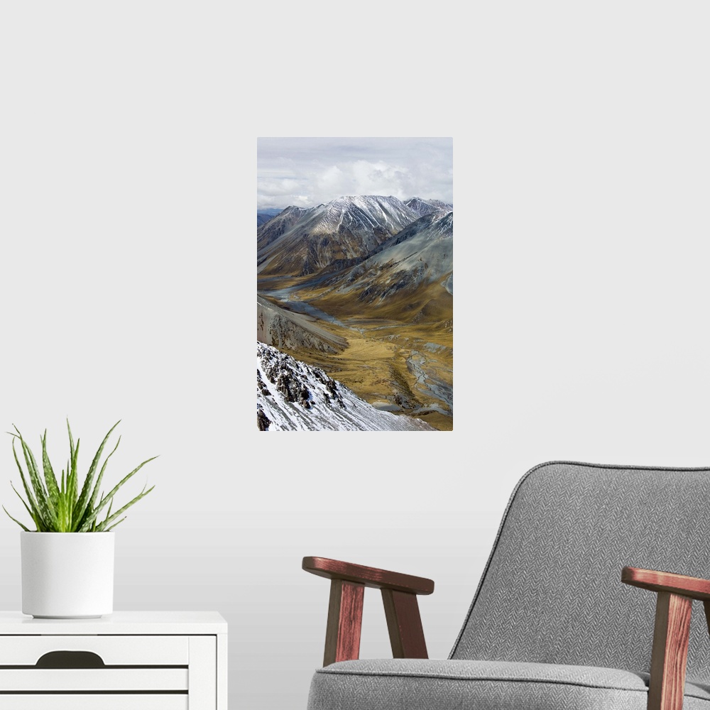 A modern room featuring New Zealand, South Island, Arrowsmith Range. View of South fork of Ashburton River drainage.