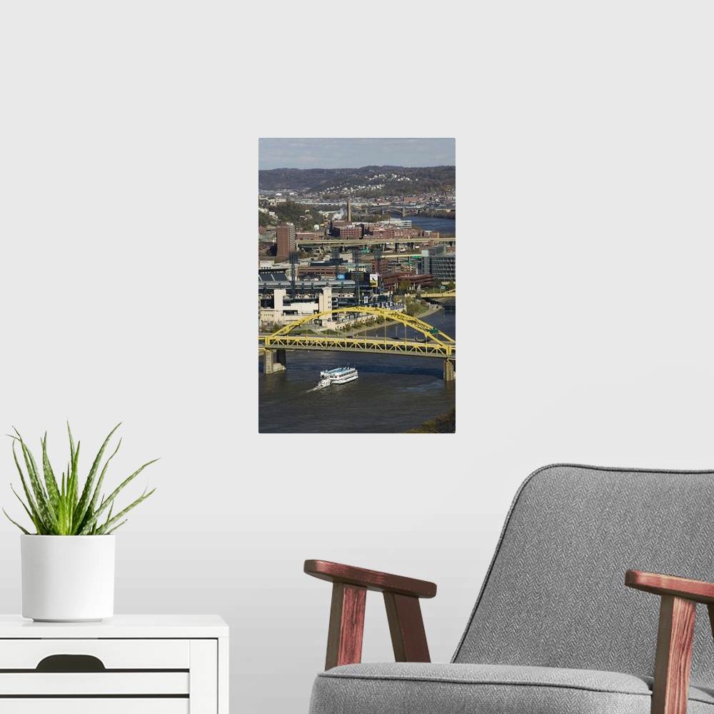 A modern room featuring Pennsylvania, Pittsburgh, Bridges on the Allegheny River, Late Afternoon.