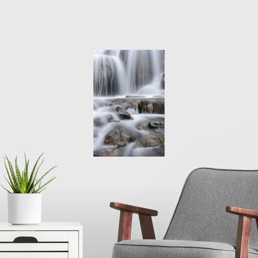 A modern room featuring Sweden, Norrbotten, Abisko. Waterfalls in Karkevagge.