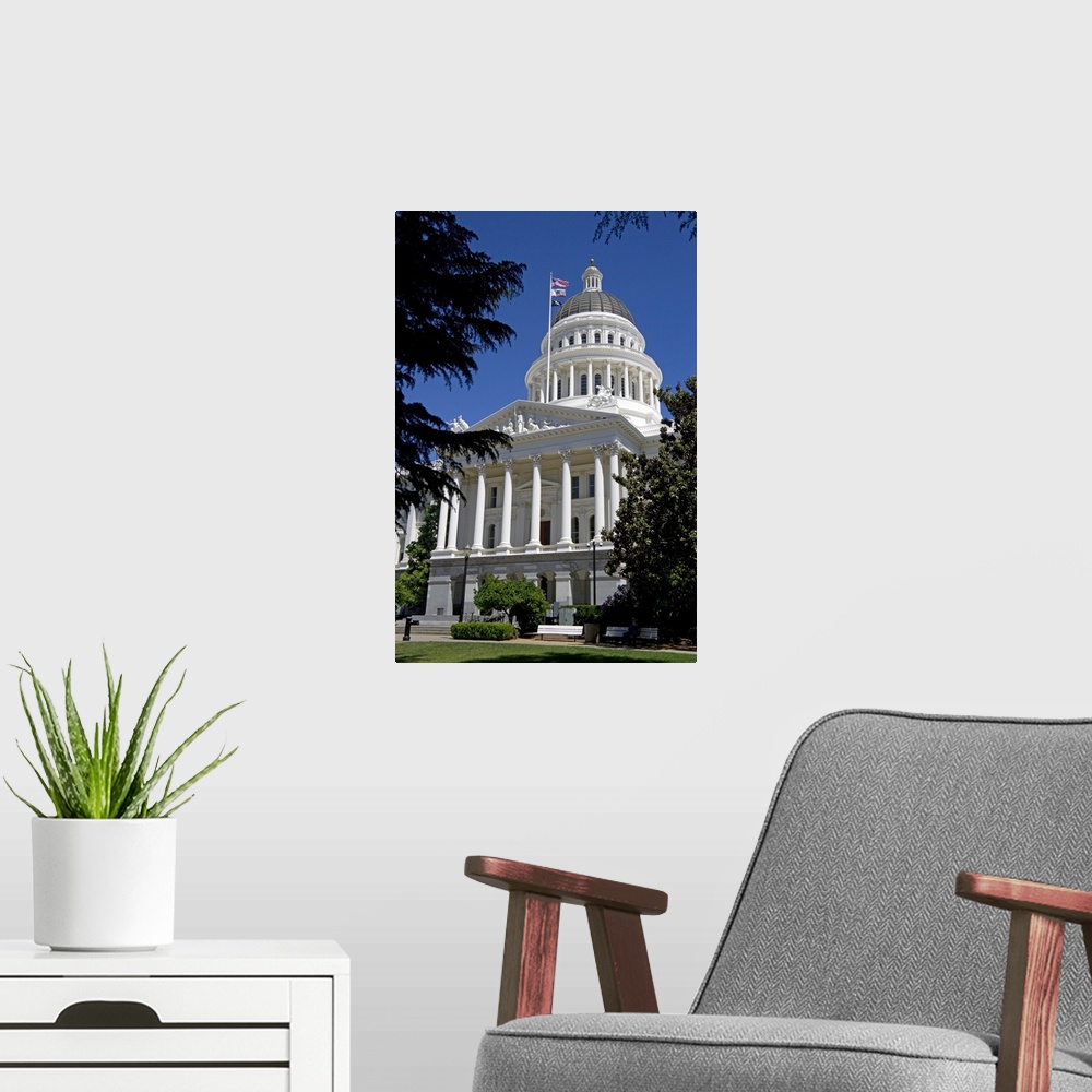 A modern room featuring The California State Capitol building in Sacramento, California, USA.