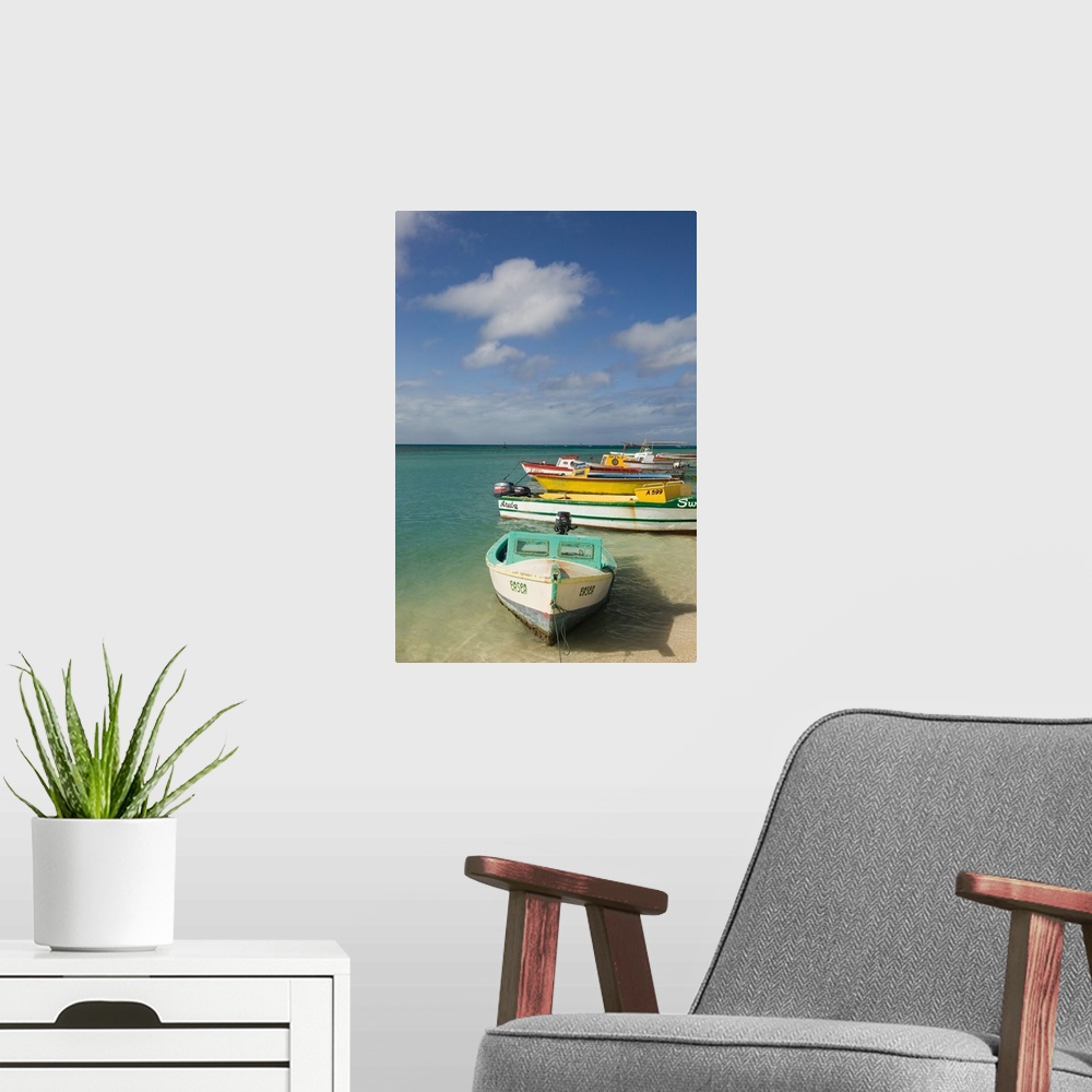 A modern room featuring ABC Islands-ARUBA-Oranjestad:.Wilhelmina Park - Colorful Aruban Boats