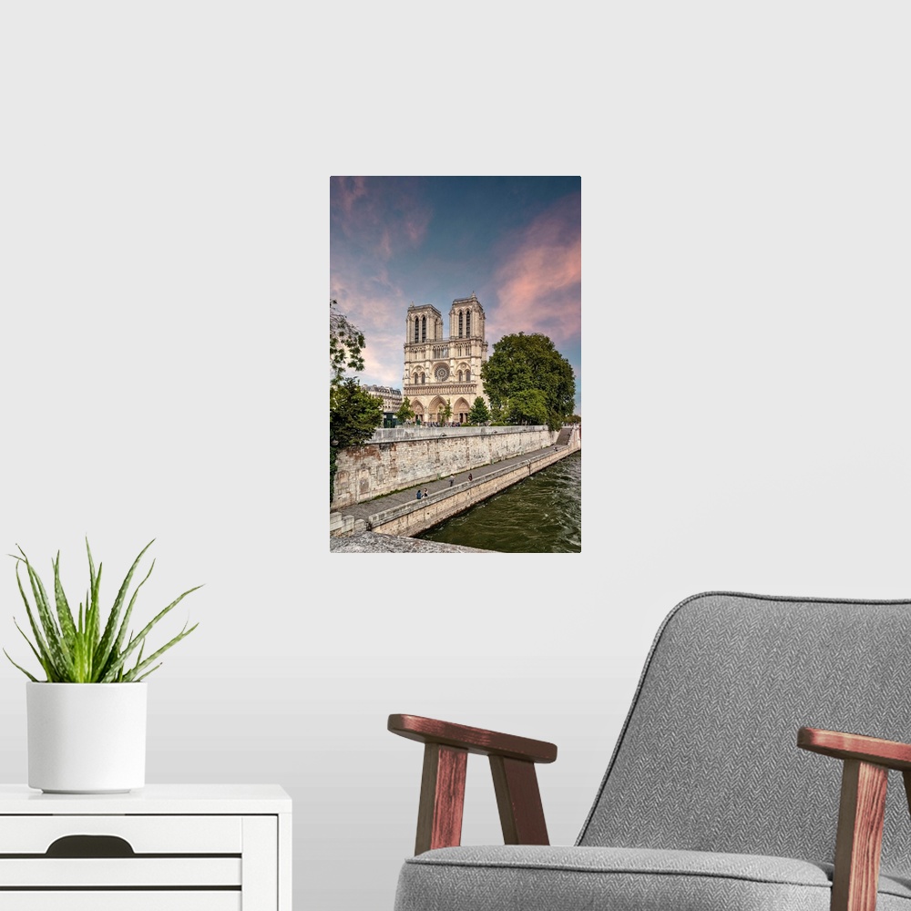 A modern room featuring France, Paris, Notre Dame Cathedral.