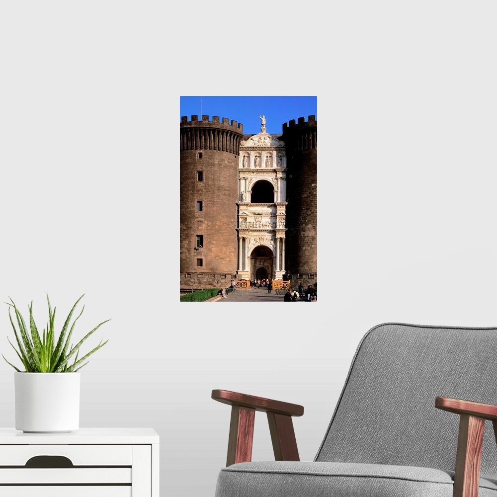 A modern room featuring Italy, Campania, Naples, Castel Nuovo called also Maschio Angioino