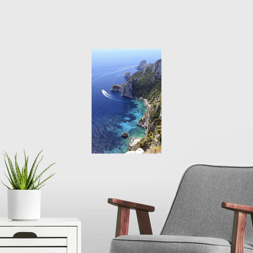A modern room featuring Italy, Campania, Tyrrhenian coast, Napoli district, Capri, Cala Matermania