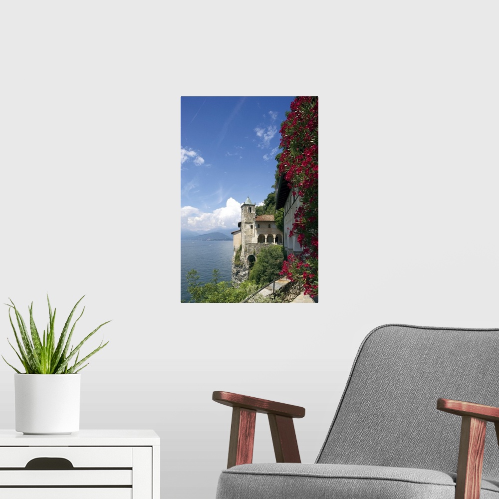 A modern room featuring Italy, Lombardy, Lake Maggiore, Laveno, The Eremo of Santa Caterina del Sasso