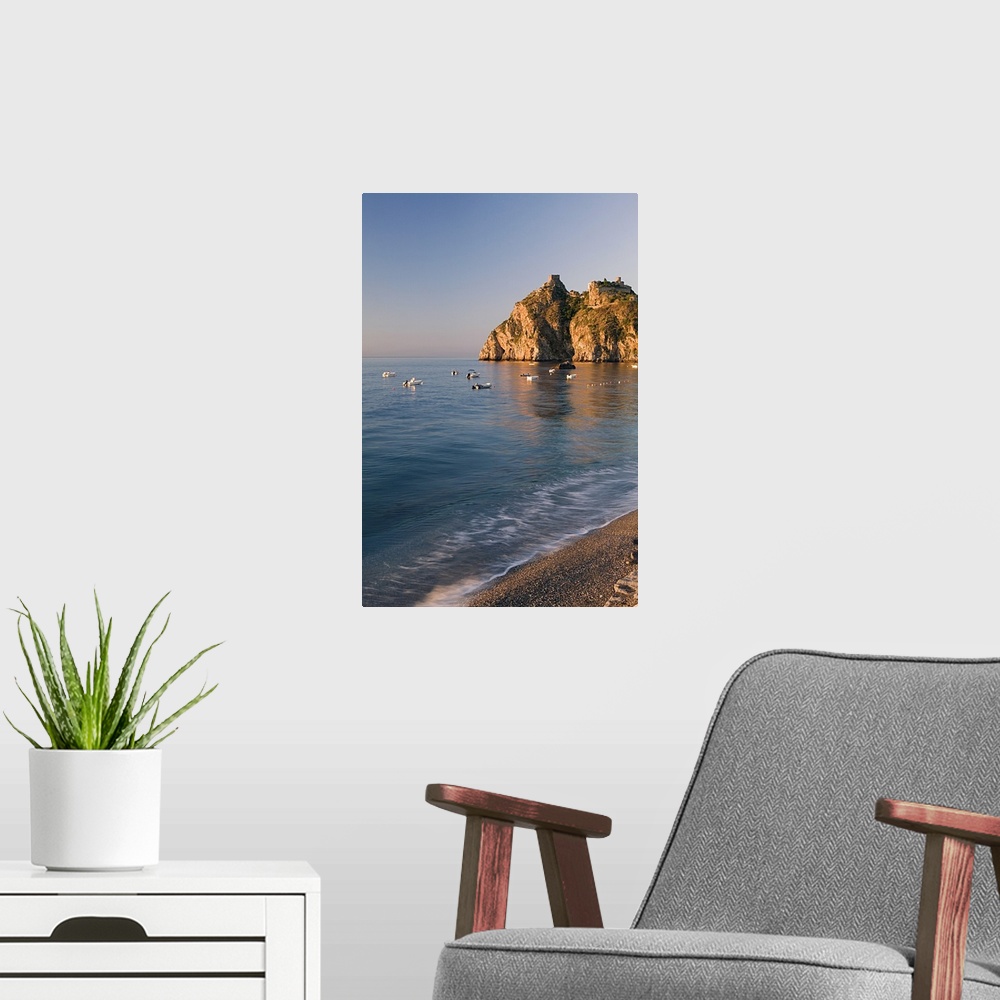 A modern room featuring Italy, Sicily, Sant'Alessio Siculo, The castle