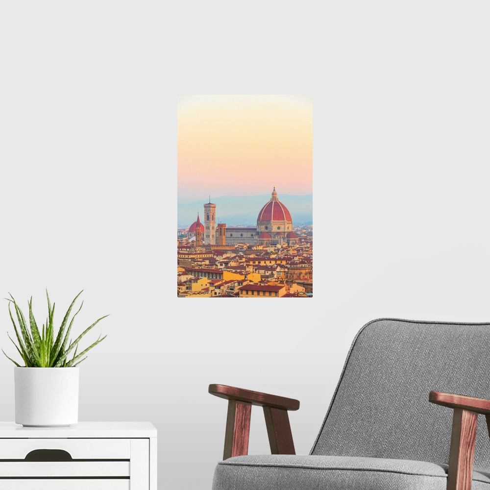 A modern room featuring Italy, Tuscany, Firenze district, Florence, Duomo Santa Maria del Fiore, Florence Cathedral at su...