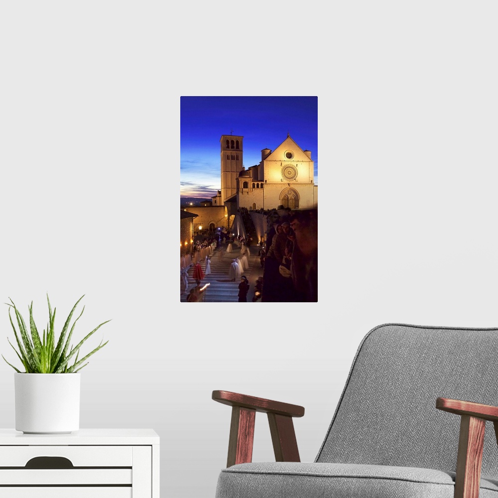 A modern room featuring Italy, Umbria, Assisi, Basilica of San Francesco, Good Friday procession