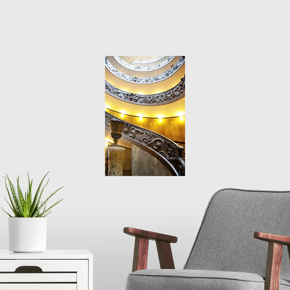 A modern room featuring Italy, Latium, Mediterranean area, Vatican City, Rome, Vatican Museums, Spiral Ramp stairway (1932)