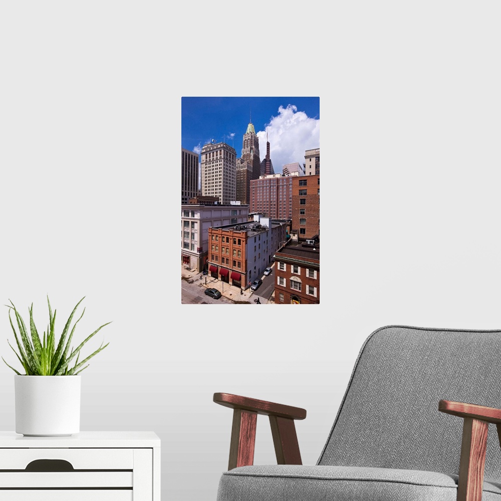A modern room featuring United States, USA, Maryland, Baltimore, View of the Downtown with Bank of America Building