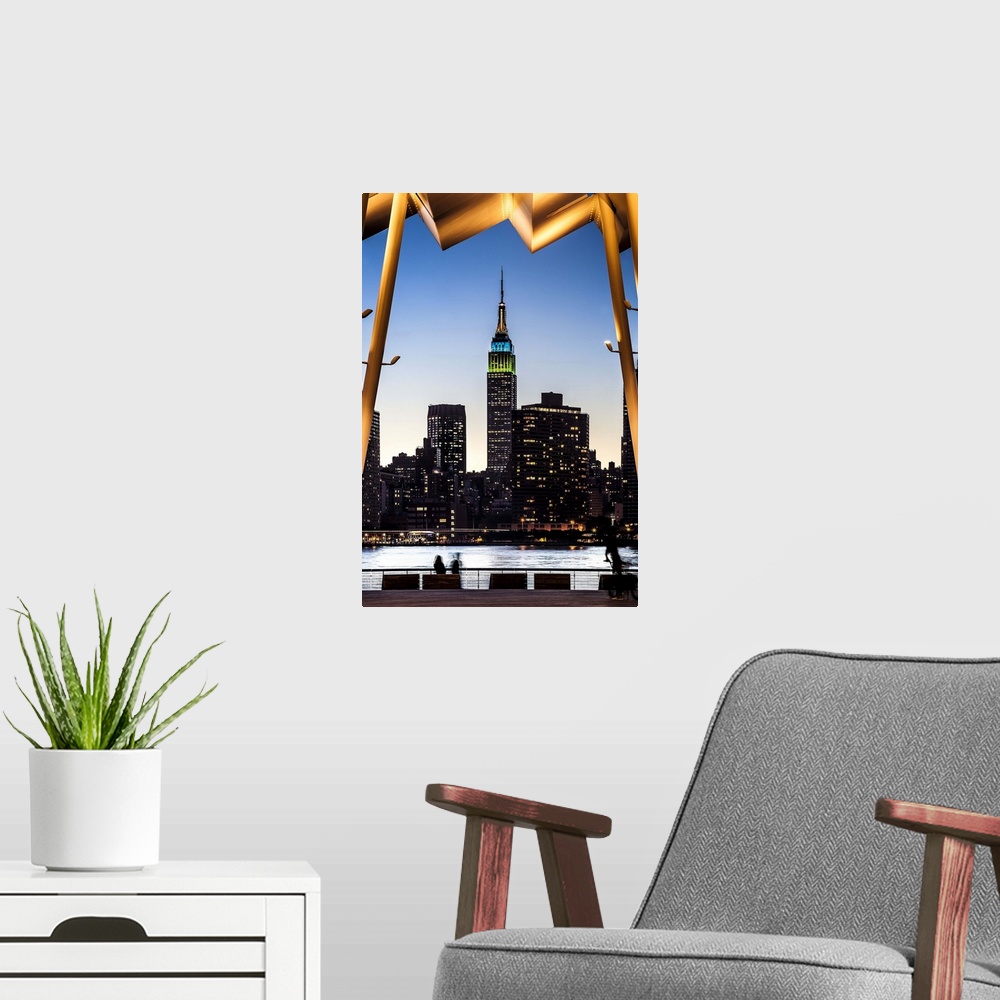 A modern room featuring New York, New York City City, Hunters Point South Waterfront Park.