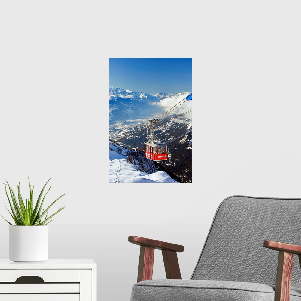 A modern room featuring Switzerland, Valais, Crans Montana, cable car to Bella Lui
