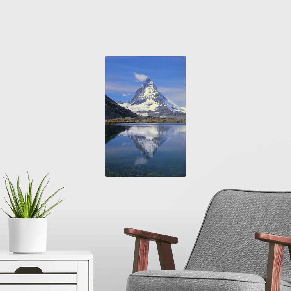 A modern room featuring Switzerland, Zermatt, Riffel Lake and Matterhorn mountain