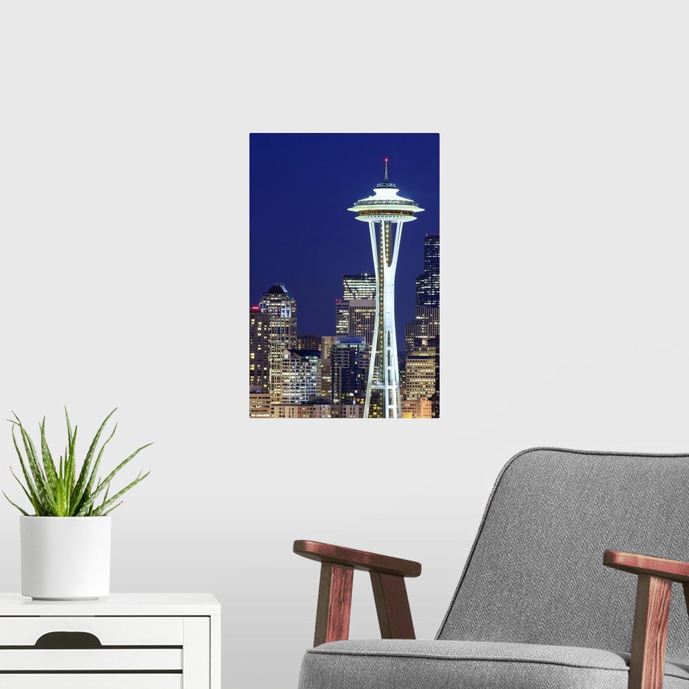 A modern room featuring United States, USA, Washington, Seattle, Skyline with Space Needle