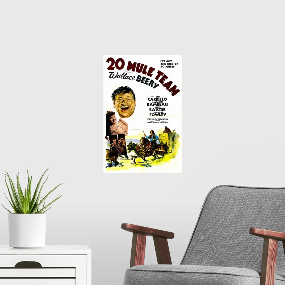 A modern room featuring 20 Mule Tem - Vintage Movie Poster