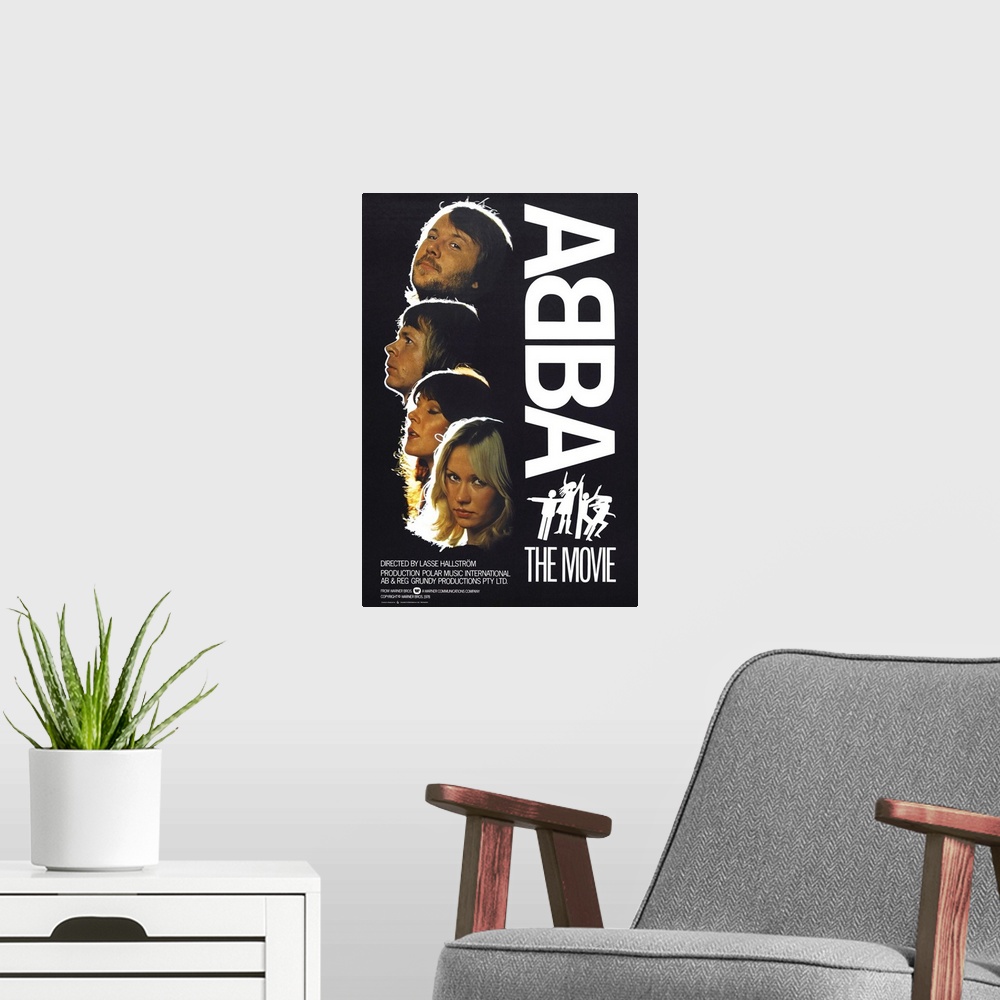 A modern room featuring ABBA: The Movie - Vintage Movie Poster