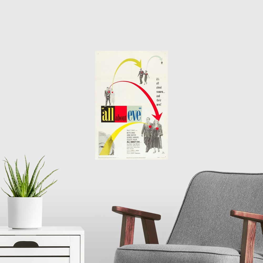 A modern room featuring All About Eve - Vintage Movie Poster