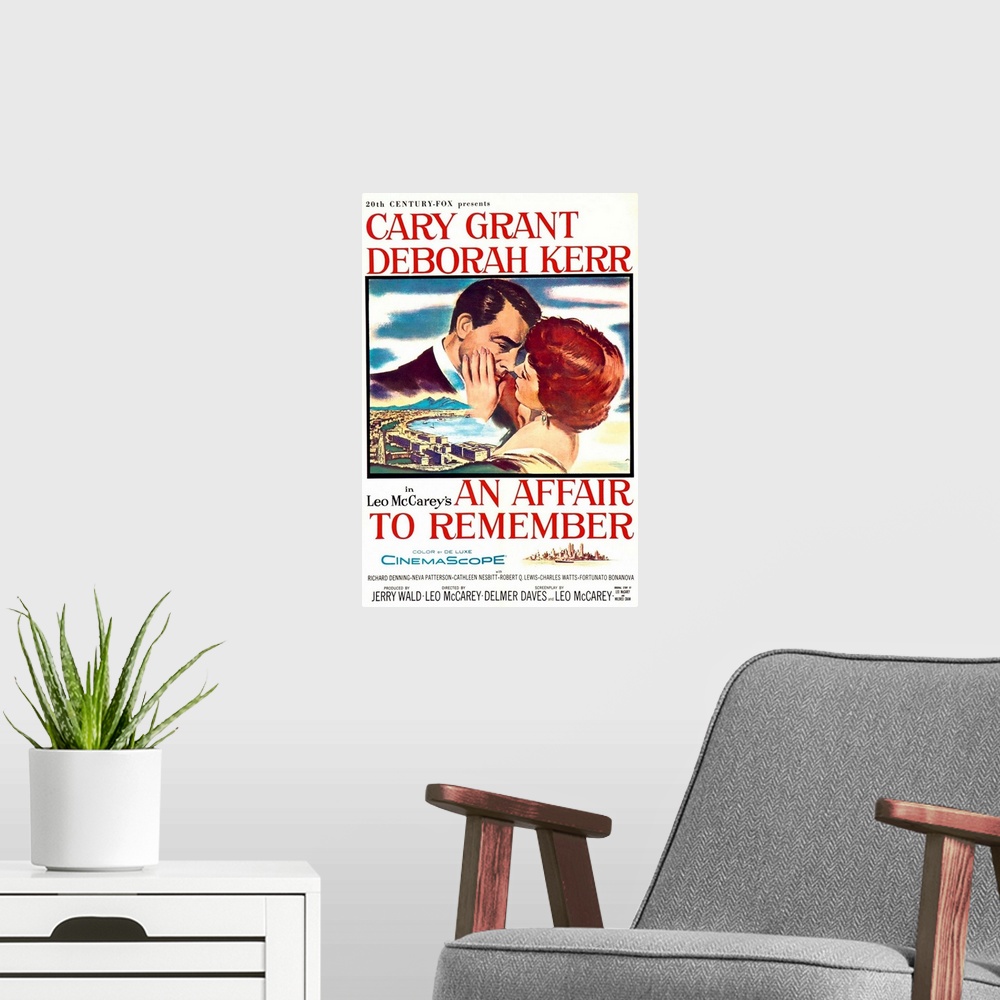 A modern room featuring AN AFFAIR TO REMEMBER, Cary Grant, Deborah Kerr, 1957, poster art, TM and Copyright (c)20th Centu...
