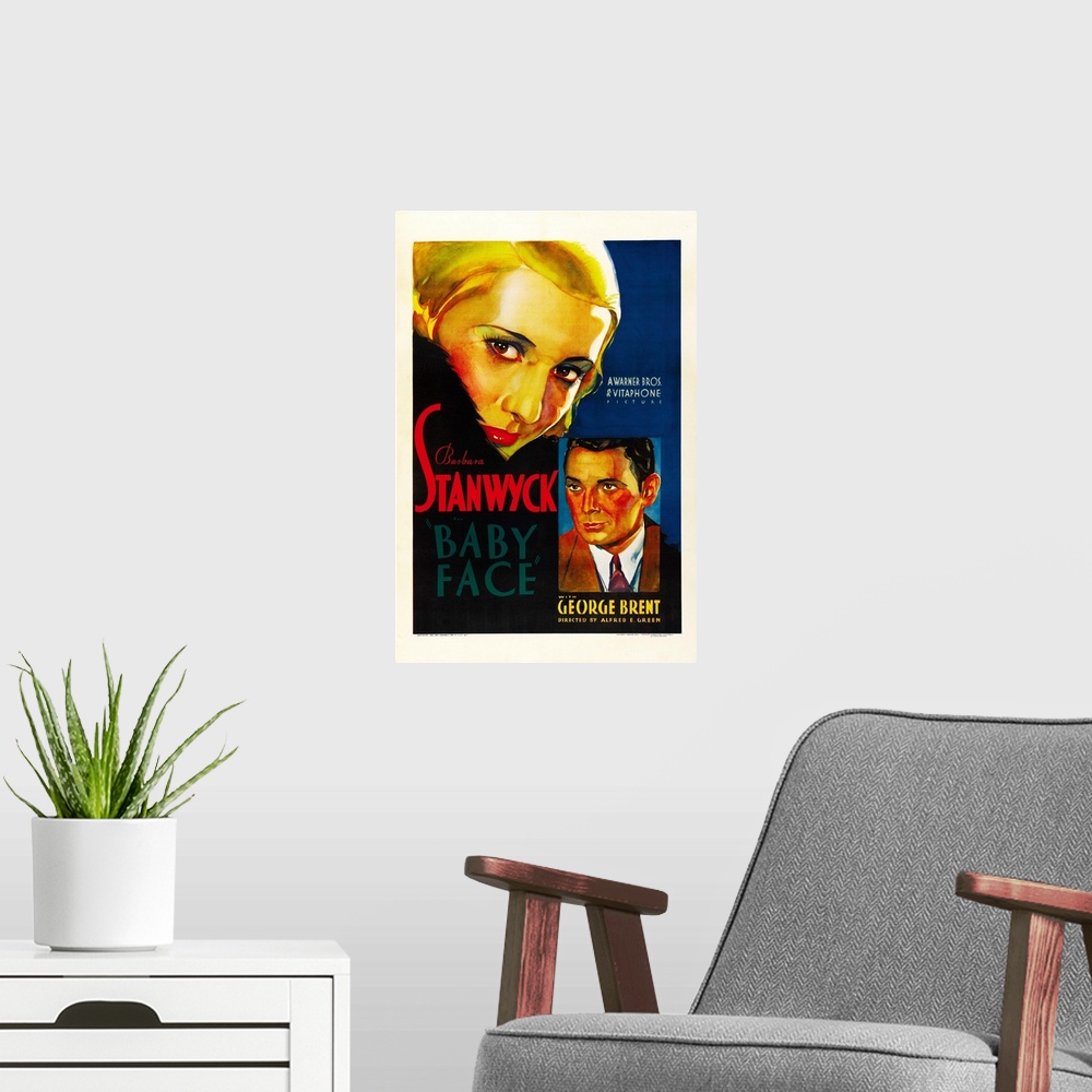 A modern room featuring Baby Face - Vintage Movie Poster