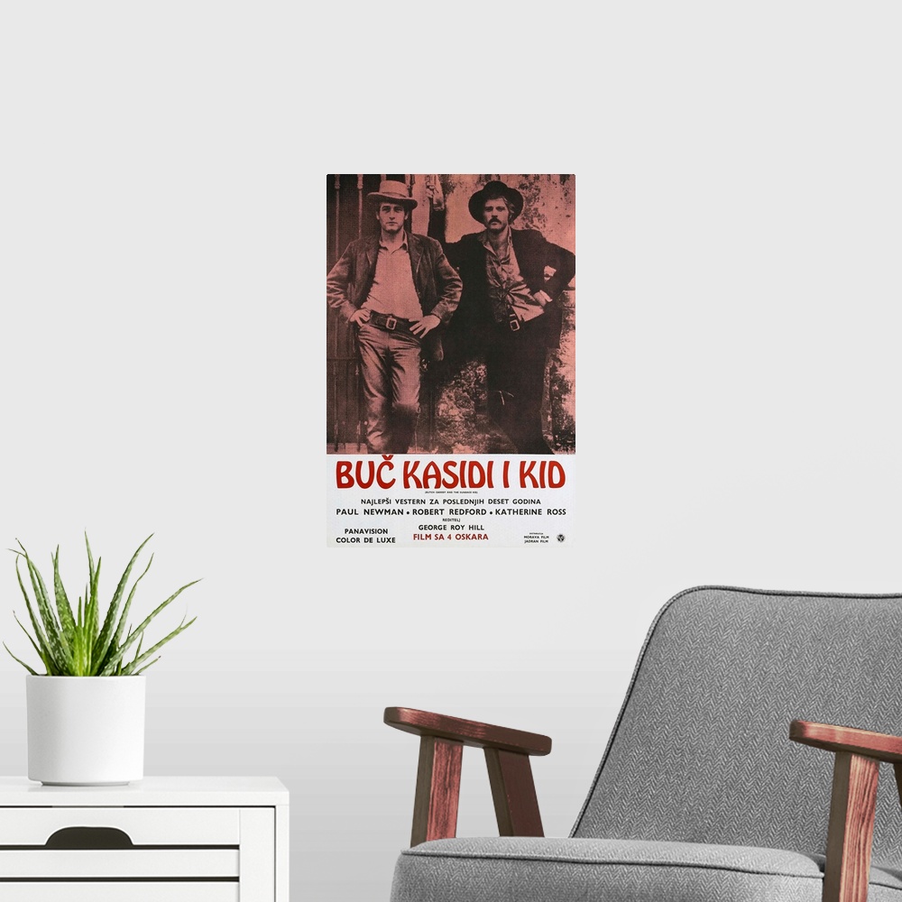 A modern room featuring Butch Cassidy And The Sundance Kid - Vintage Movie Poster (Yugoslavian)