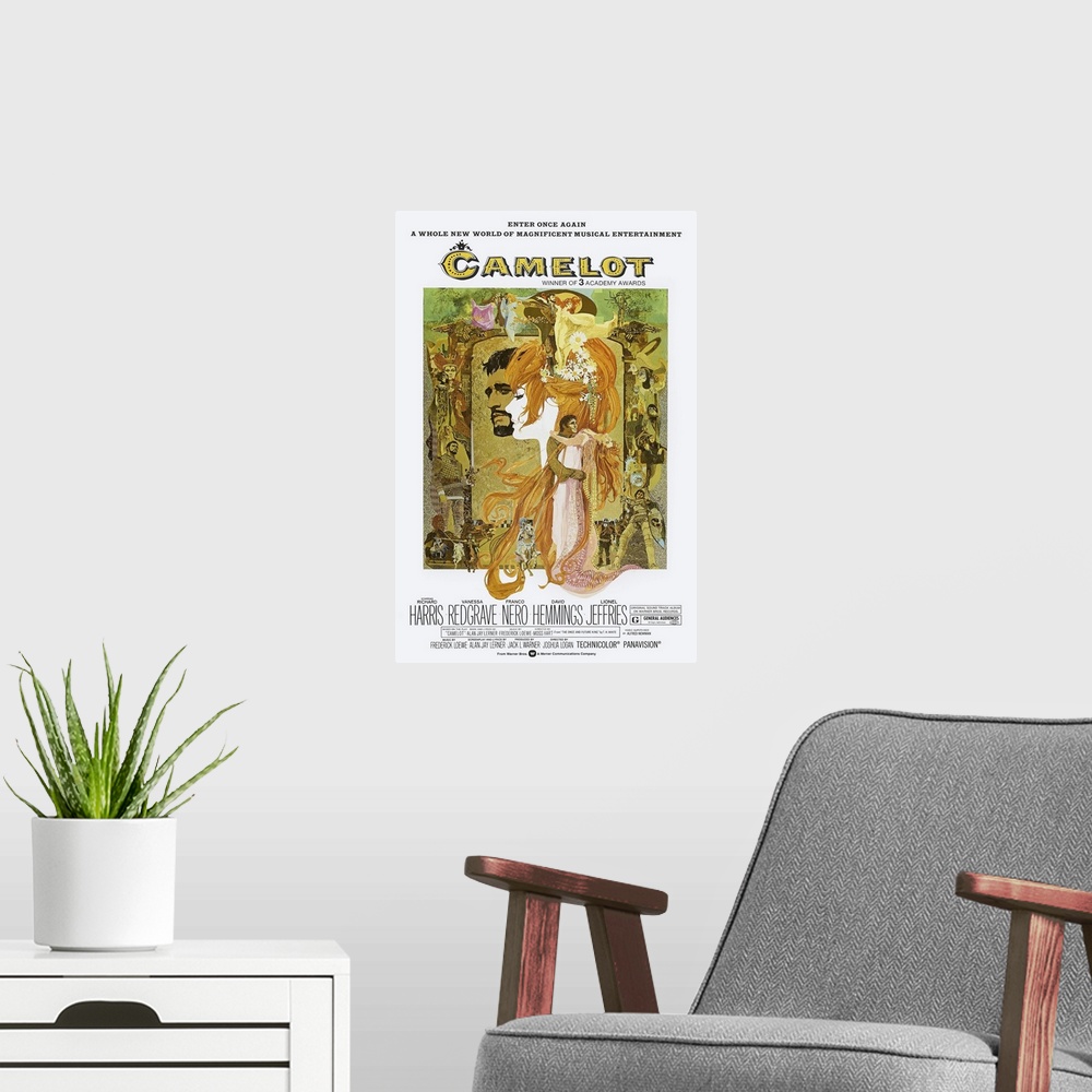 A modern room featuring Camelot - Vintage Movie Poster