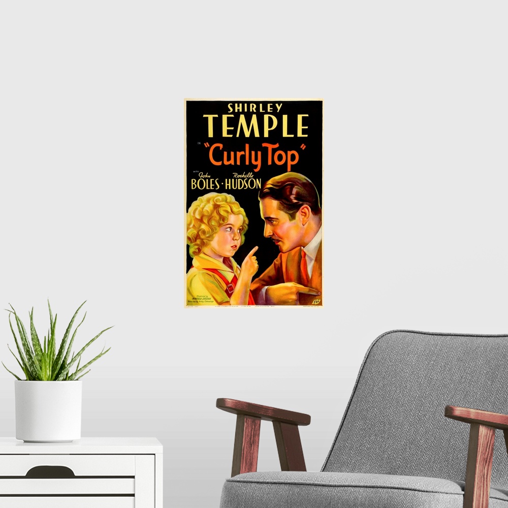 A modern room featuring Curly Top - Vintage Movie Poster