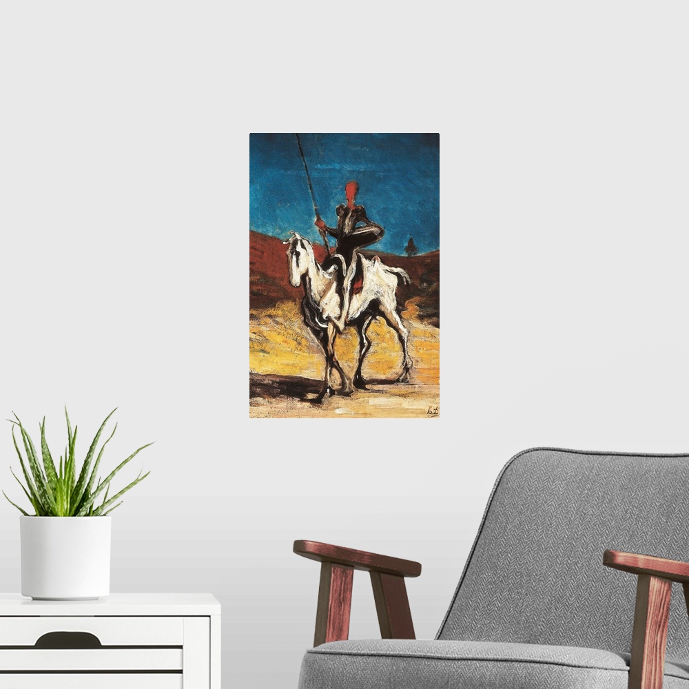 A modern room featuring Don Quixote