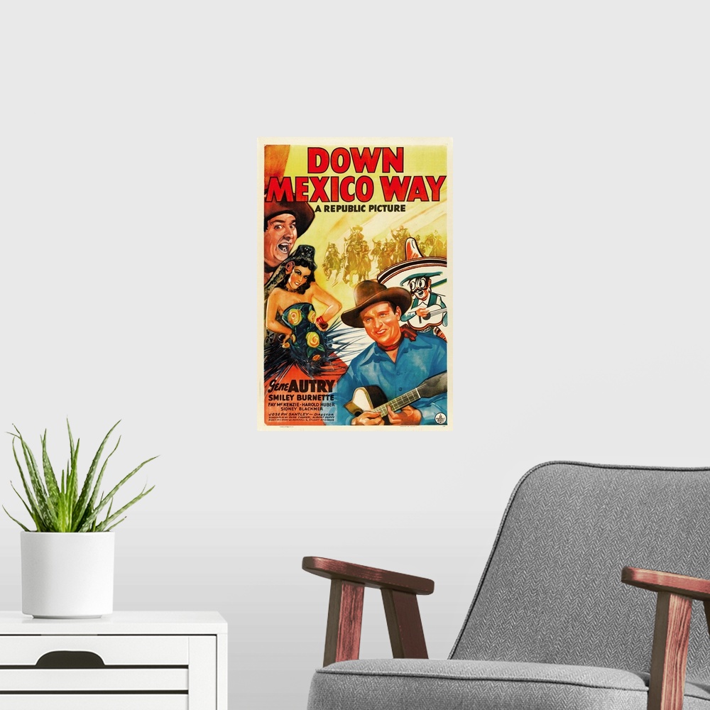 A modern room featuring Down Mexico Way - Vintage Movie Poster