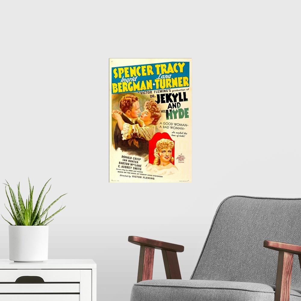 A modern room featuring Dr. Jekyll and Mr. Hyde - Vintage Movie Poster