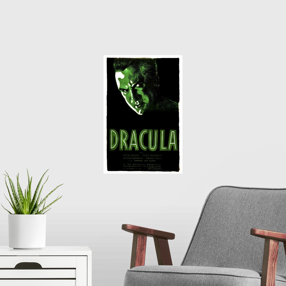 A modern room featuring Dracula - Vintage Movie Poster