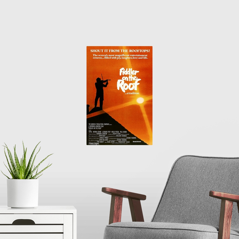 A modern room featuring Fiddler On The Roof, Poster Art, 1971.