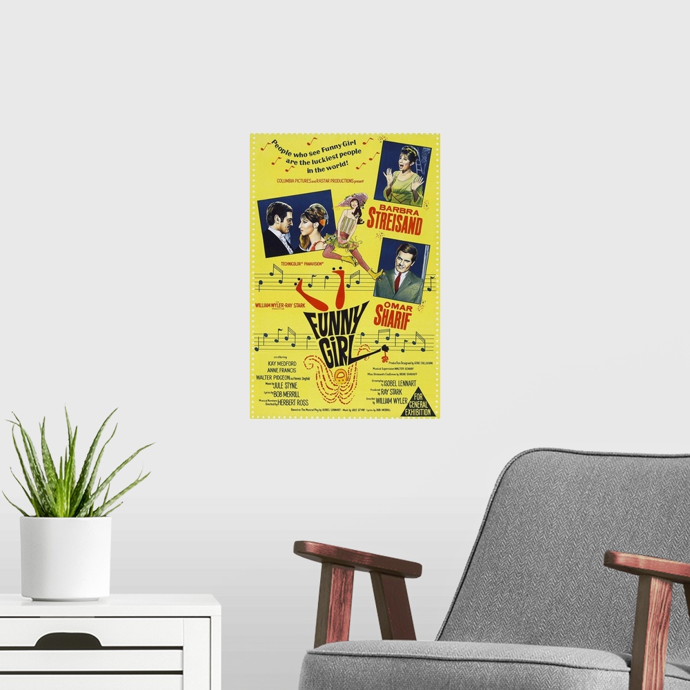 A modern room featuring Funny Girl - Vintage Movie Poster (Australian)