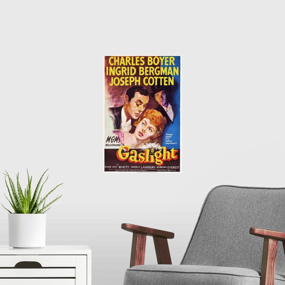 A modern room featuring Gaslight - Vintage Movie Poster