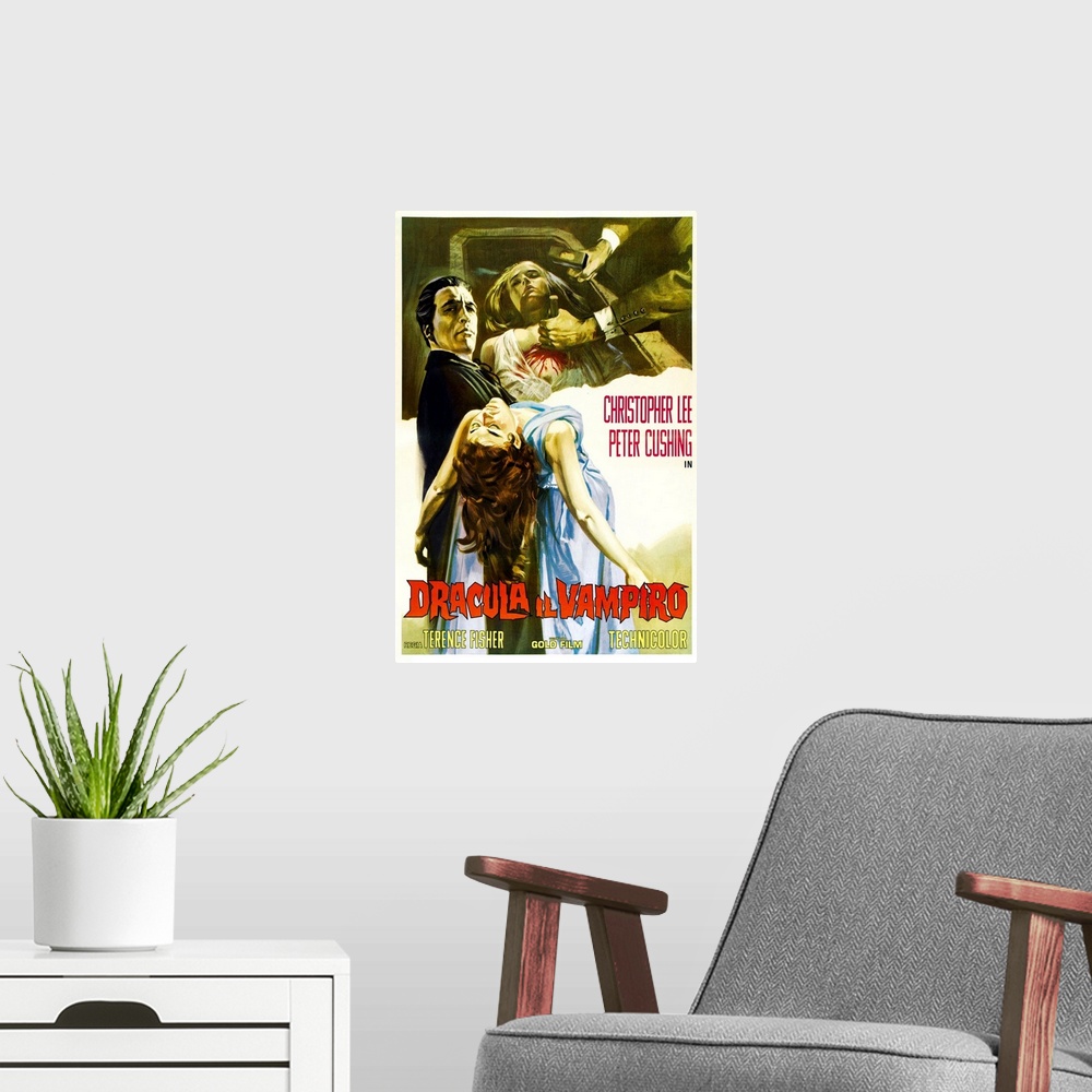 A modern room featuring Horror Of Dracula - Vintage Movie Poster (Italian)