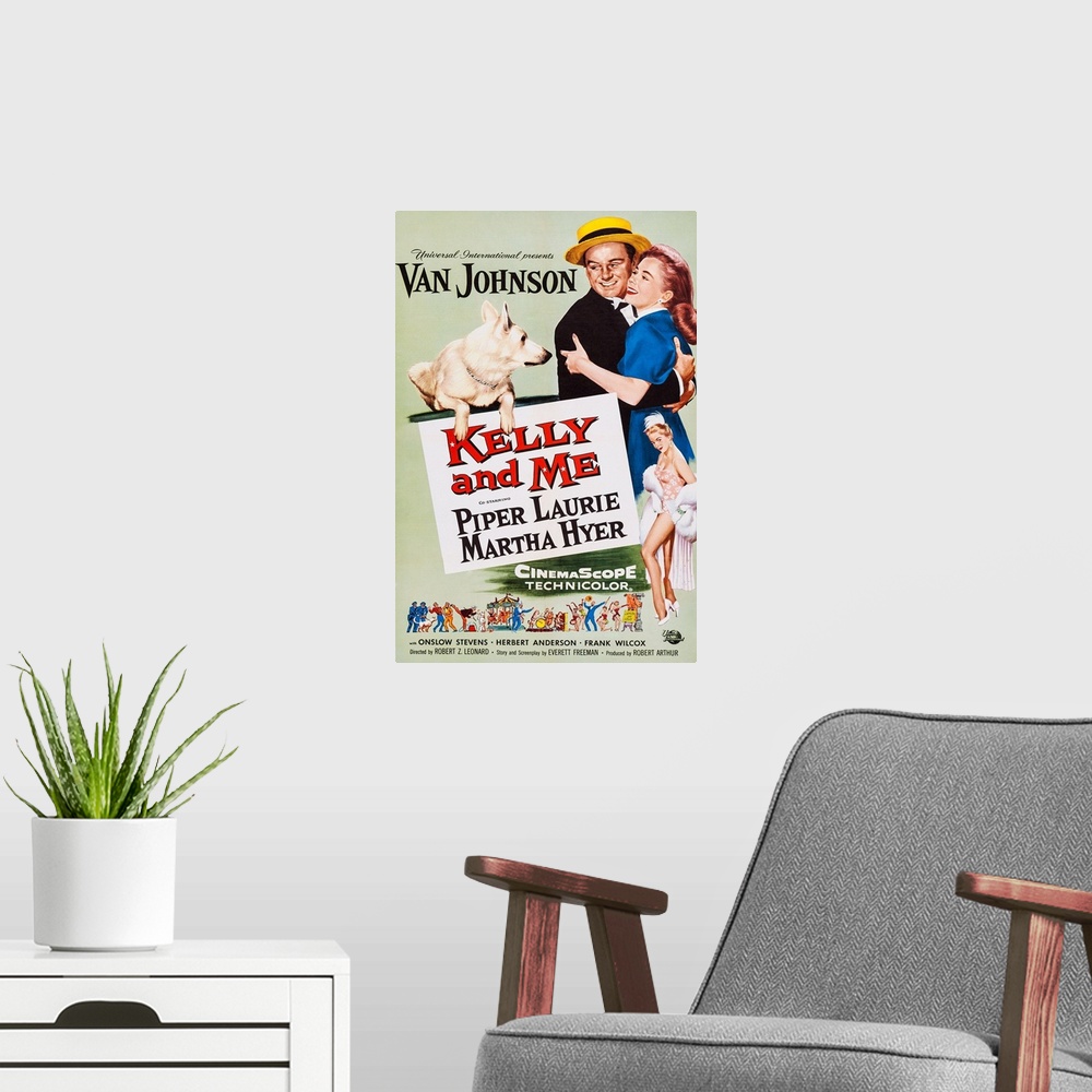 A modern room featuring Retro poster artwork for the film Kelly and Me.