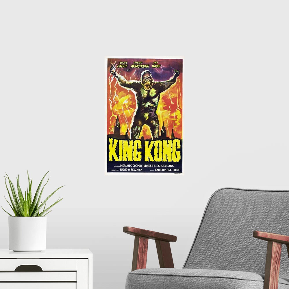 A modern room featuring King Kong, King Kong On Argentinean Poster Art, 1933.