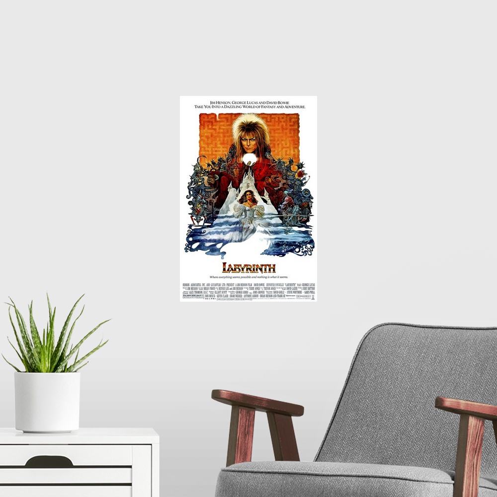 A modern room featuring Labyrinth - Movie Poster