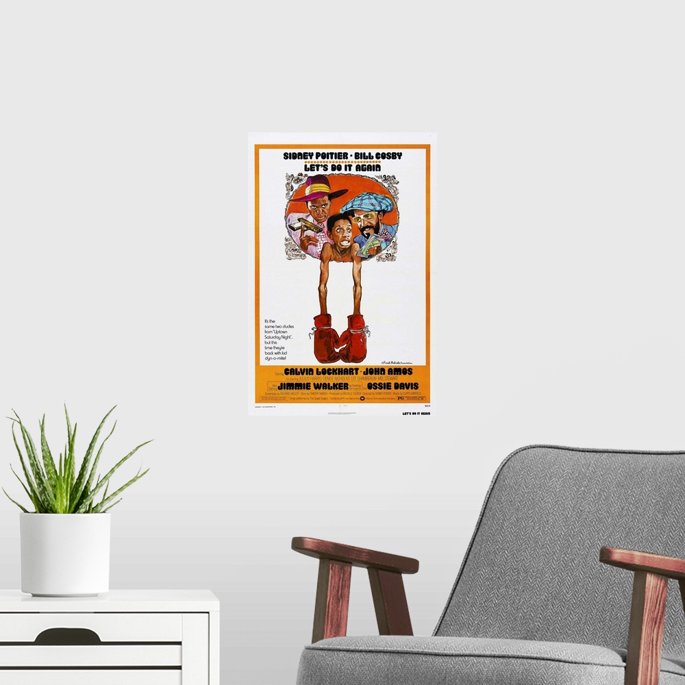 A modern room featuring Let's Do It Again - Movie Poster