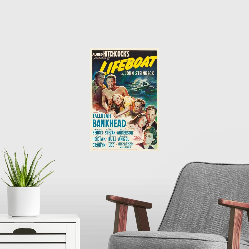 A modern room featuring Lifeboat - Vintage Movie Poster