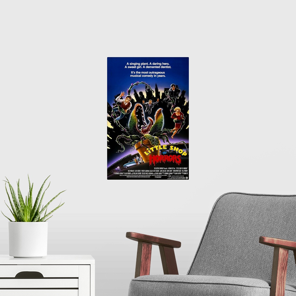 A modern room featuring Little Shop of Horrors - Movie Poster