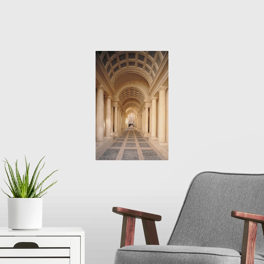 A modern room featuring Perspective, by Castelli Francesco known as Borromini, 17th Century, 1632 post, - Italy, Lazio,Ro...