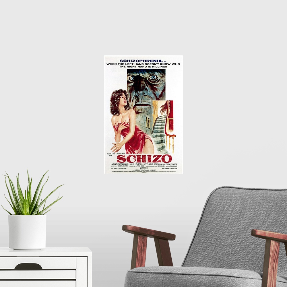 A modern room featuring Schizo - Vintage Movie Poster