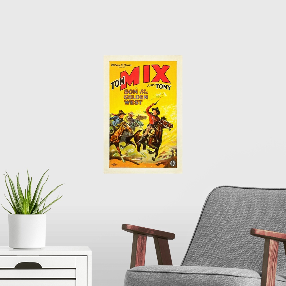 A modern room featuring Son Of The Golden West - Vintage Movie Poster