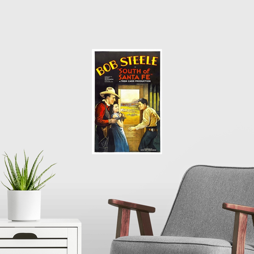 A modern room featuring South Of Santa Fe - Vintage Movie Poster