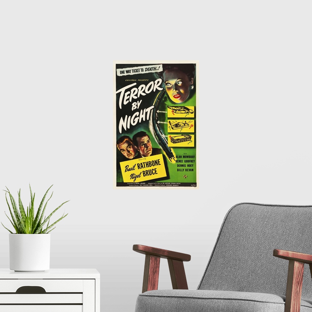 A modern room featuring Terror By Night - Vintage Movie Poster