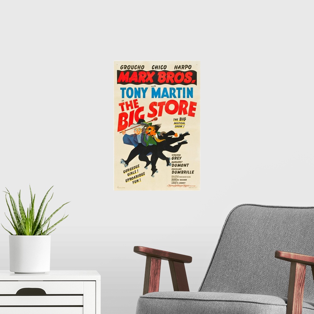 A modern room featuring The Big Store - Vintage Movie Poster