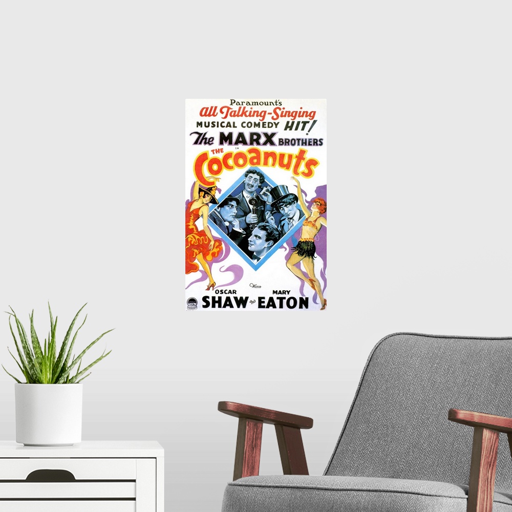 A modern room featuring The Cocoanuts - Vintage Movie Poster